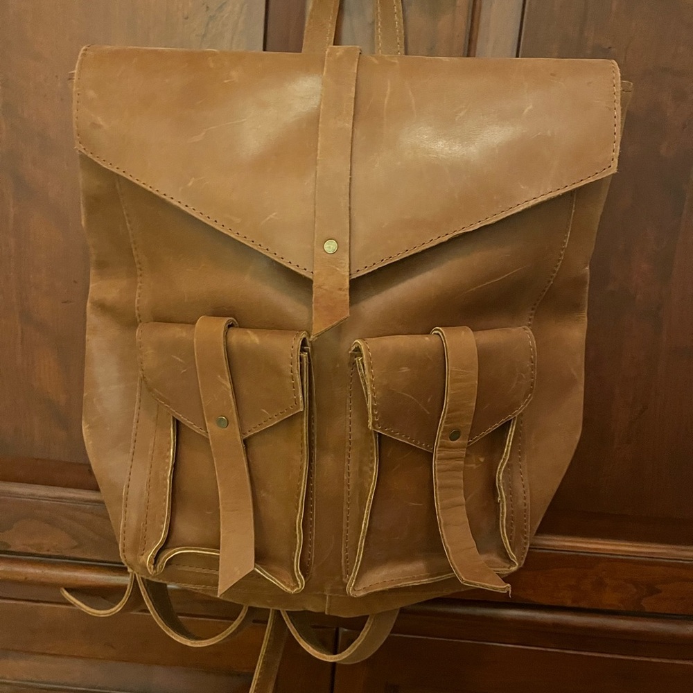 Magnolia  home brand Raven and Lily . Leather Backpack